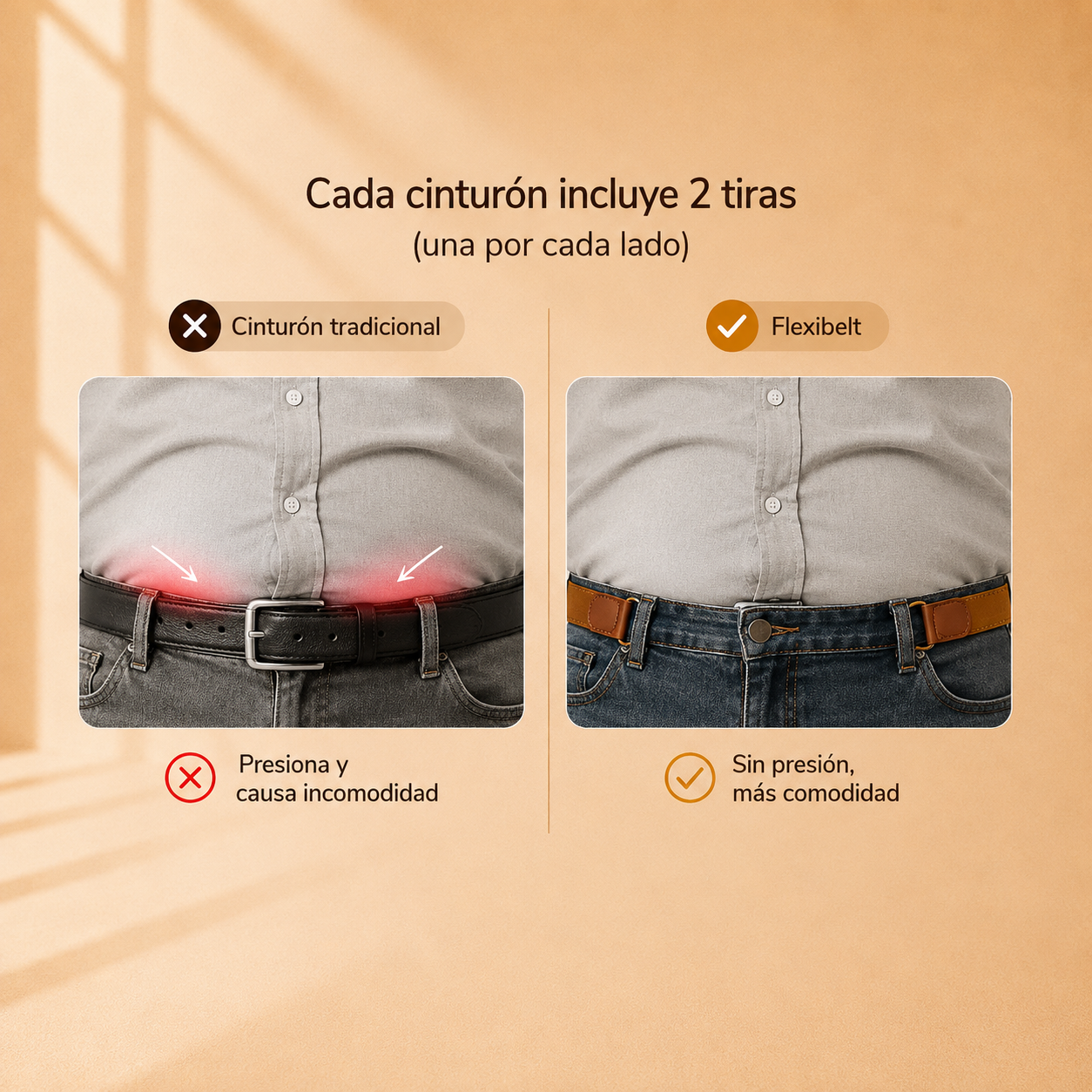Cinturón sin hebilla: sin presión ni ajustes constantes