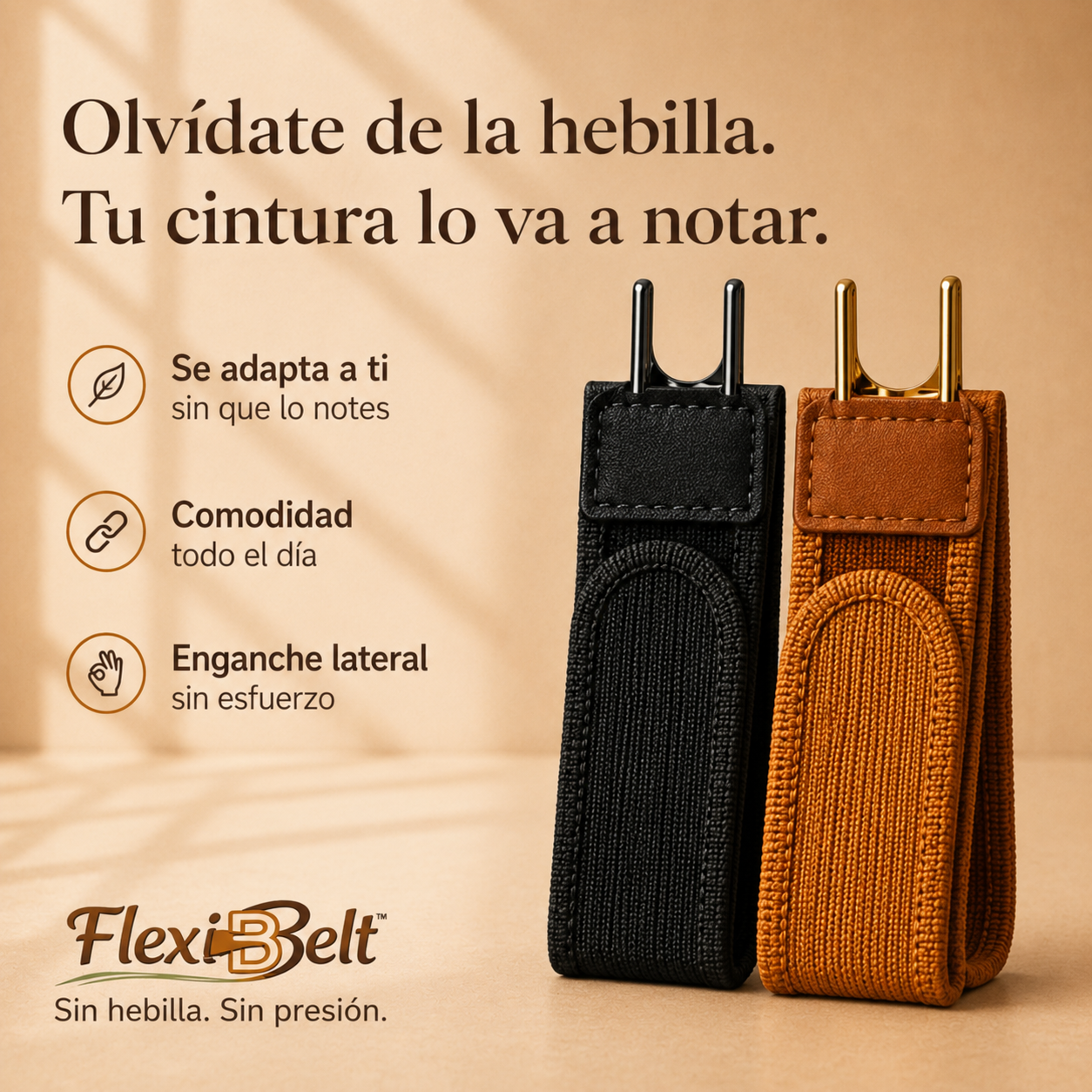 Cinturón sin hebilla: sin presión ni ajustes constantes